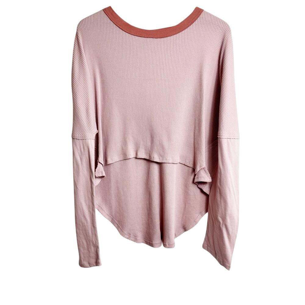 WE THE FREE PINK OVERSIZED WAFFLE WOMEN TOP X-SMALL NEW WITHOUT TAGS 100% COTTON